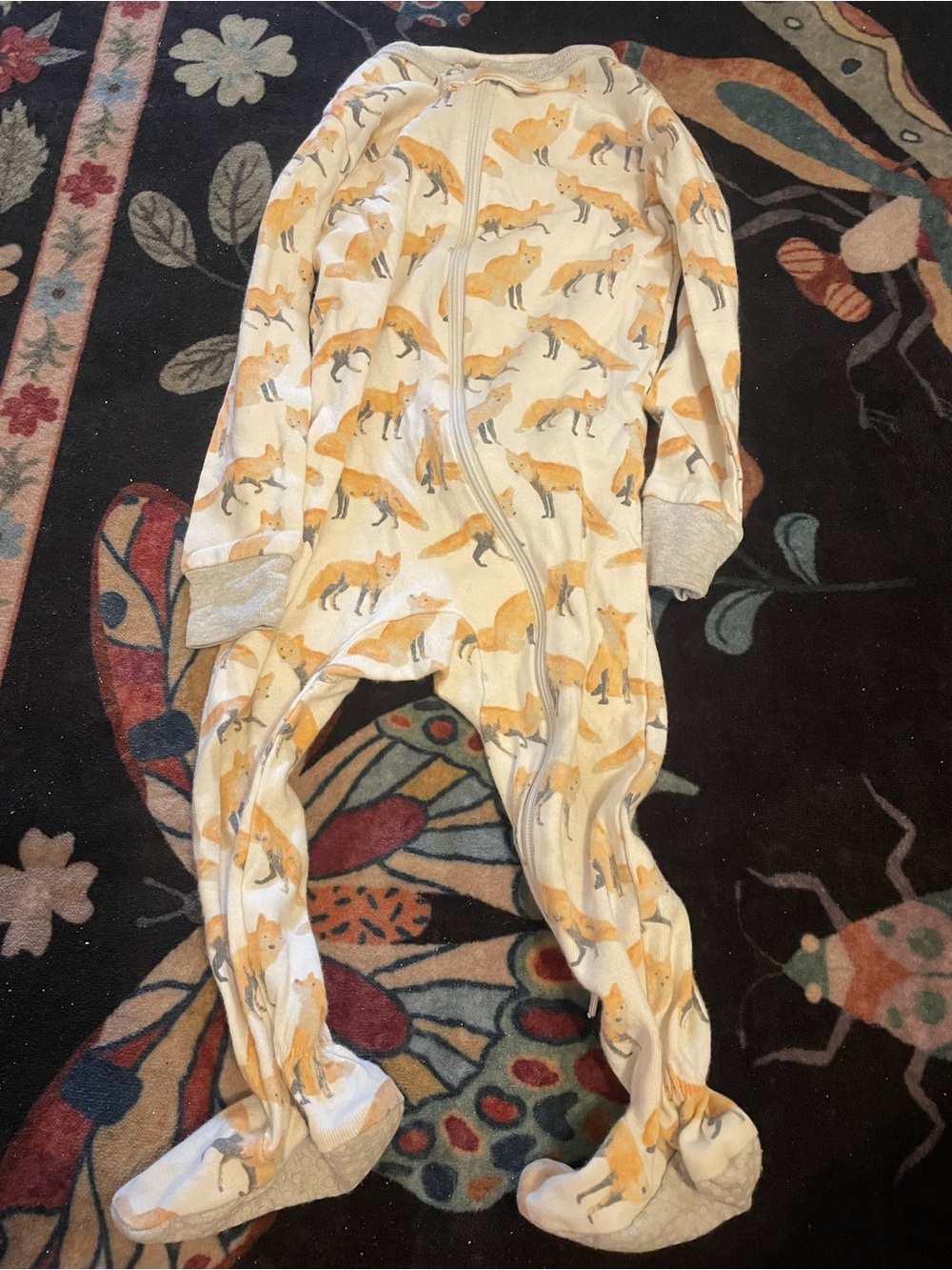 cloud island Cream Footed One-Piece with Orange Fox Print